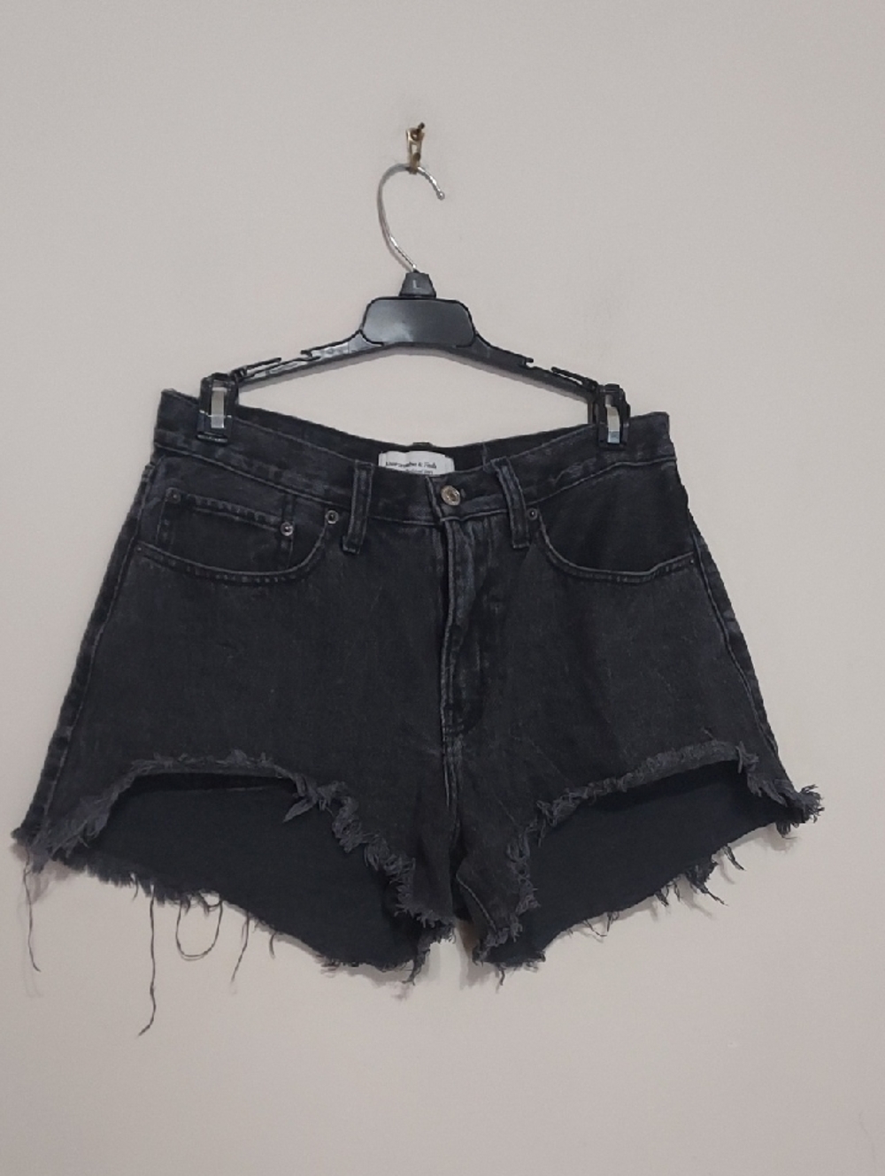 Abercrombie & Fitch Black Frayed Hem Denim Shorts Sz-4/27